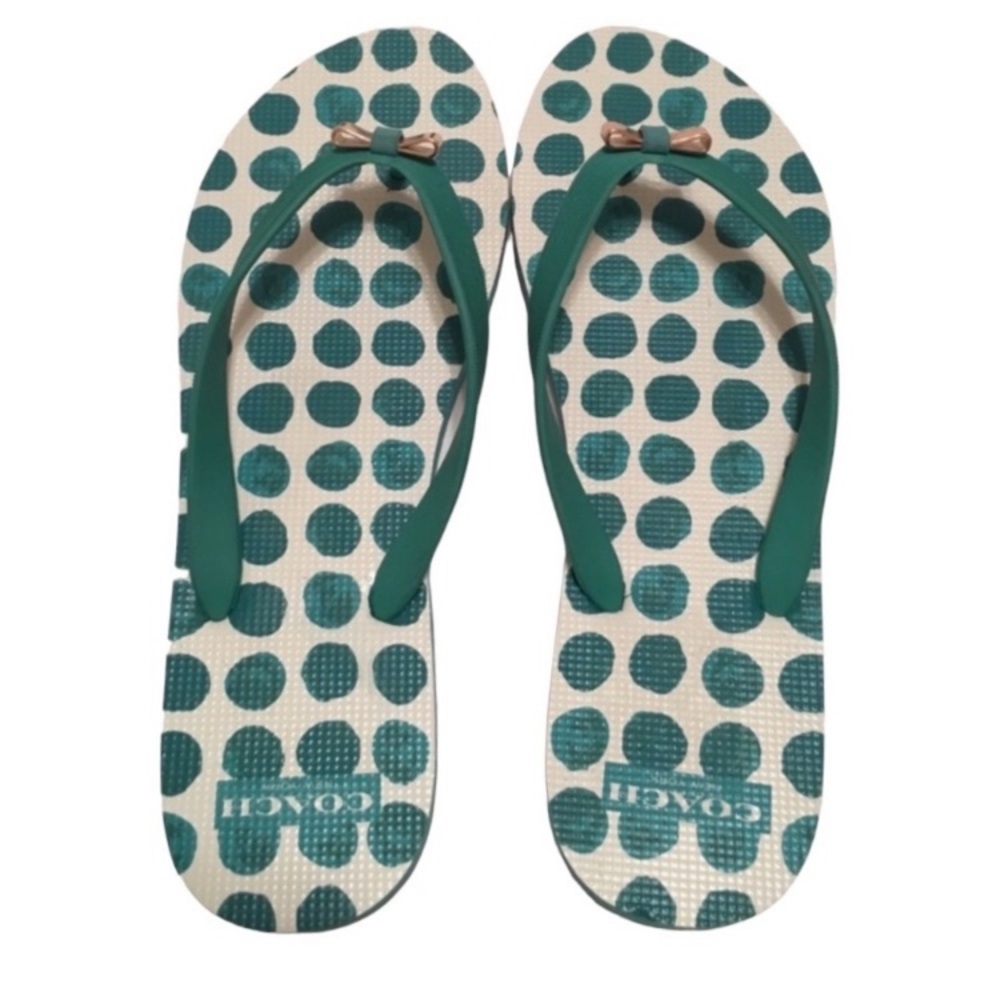 Coach Amel Polka Dot Flip Flops SZ 10 - Picture 2 of 4